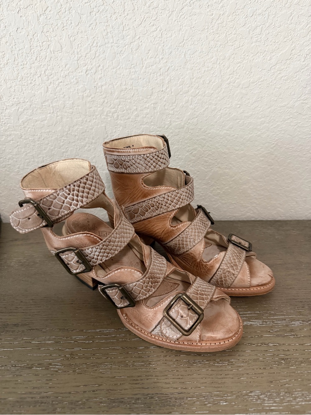 Freebird by Steven Taupe Strappy Buckle Heels
